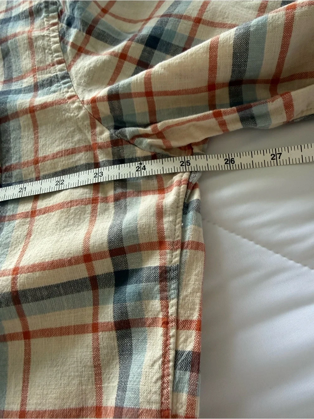 J. Crew Beige Plaid Button-Down Shirt with Blue and Red Accent Mens XL